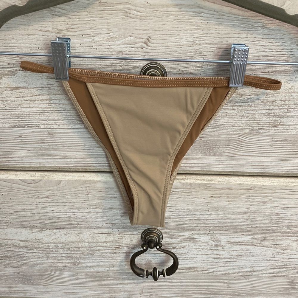 Tribe Kelly, The Second String Bikini Bottoms, Color: Taupe, Size S